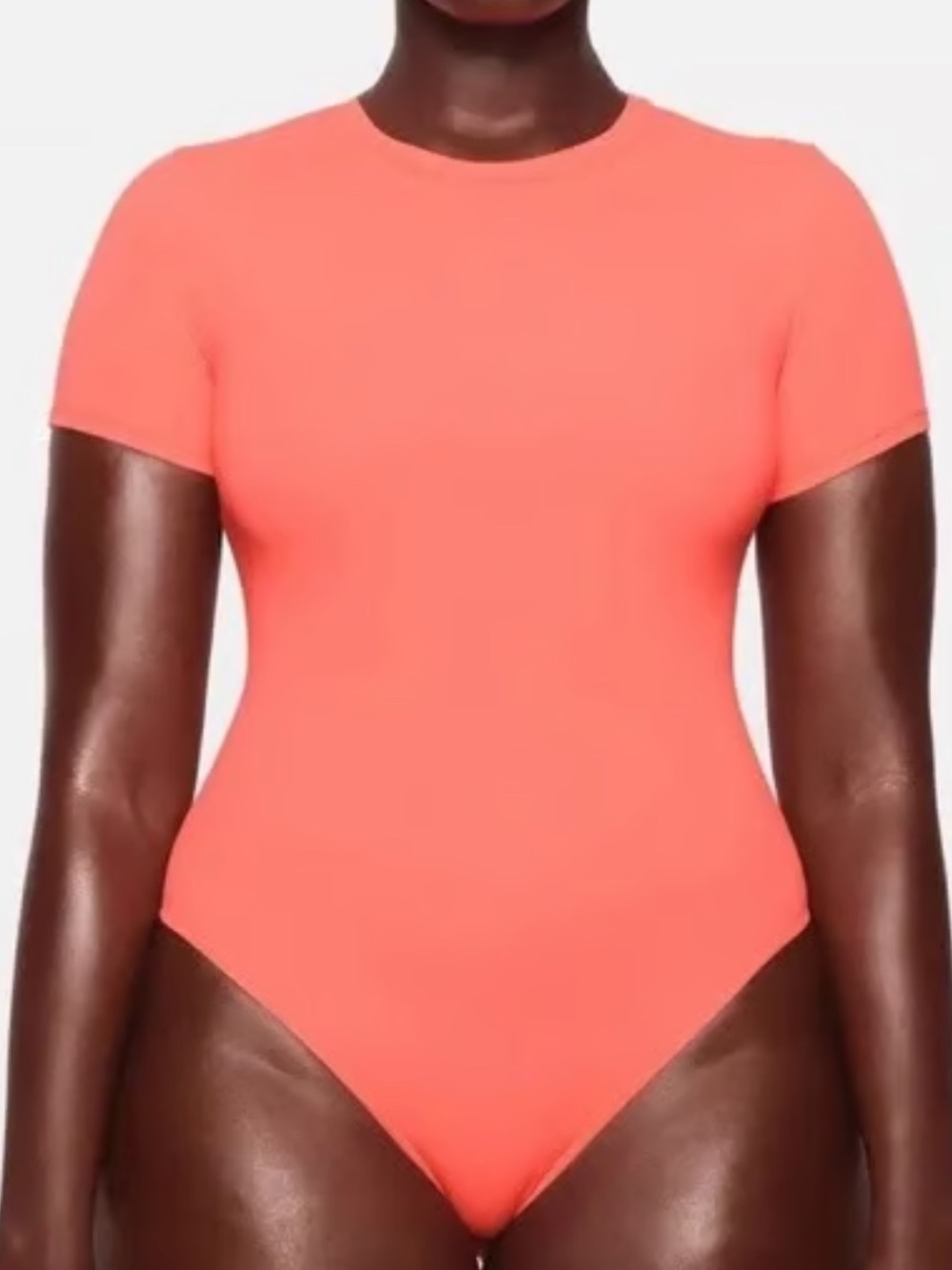 SKIMS neon coral “Fits Everybody” T-shirt Bodysuit